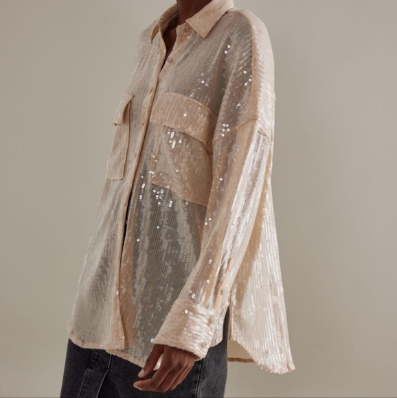 Jeannie Mai x INC Sequin Button Up Shirt - Picture 1 of 9